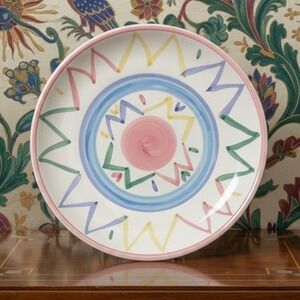 Caleca Hand-Painted Italian Pottery Chop Plate, Vintage Ceramic Serving Dish